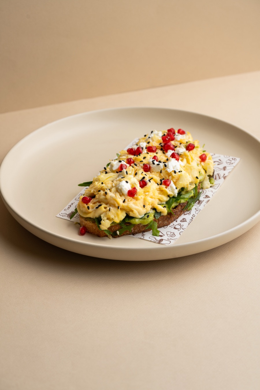 Avocado with scrambled eggs